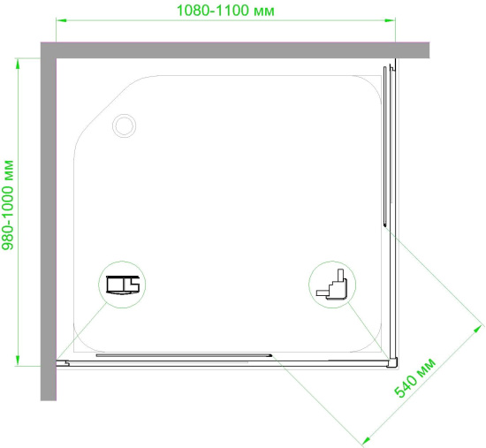 Душевой уголок Royal Bath HPD RB11010HPD-C-BL 110x100