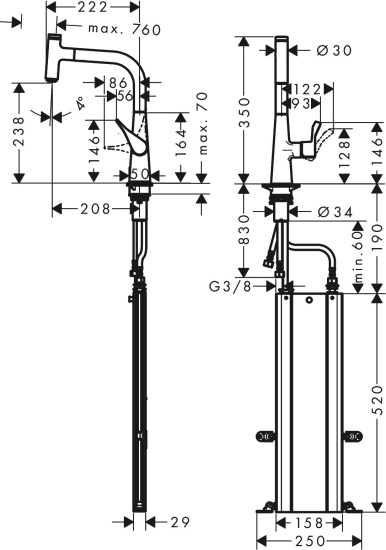 Смеситель для кухни Hansgrohe Metris Select M71 73802800 сталь