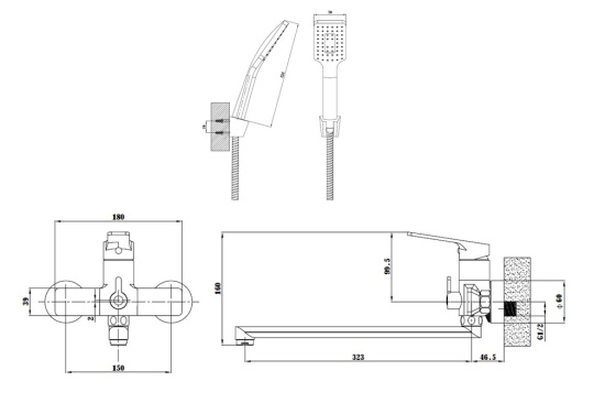 Смеситель для ванны Esko Singapore black SB 31