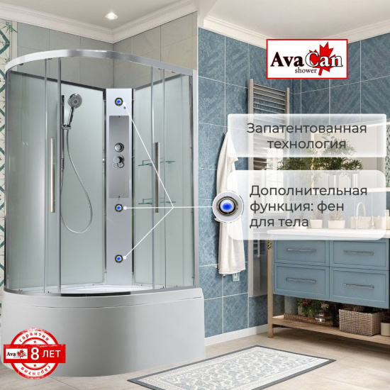 Душевая кабина AvaCan EM5812RNT без крыши прозрачная