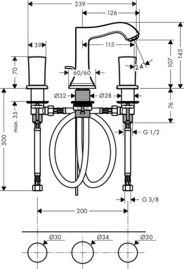 Смеситель для раковины Hansgrohe Metropol Classic 31304000