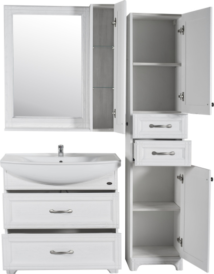Пенал ASB-Woodline Берта 40 белый, патина серебро