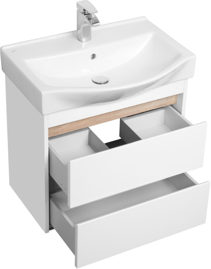 Тумба с раковиной Aquaton Нортон 65 подвесная, белый глянец