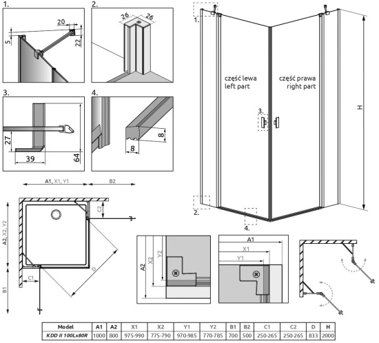 Душевой уголок Radaway Nes KDD II 100x80