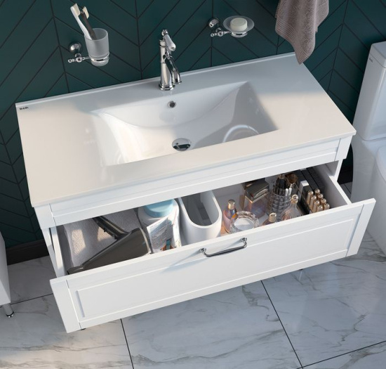 Тумба с раковиной Iddis Oxford 100, напольная, белая