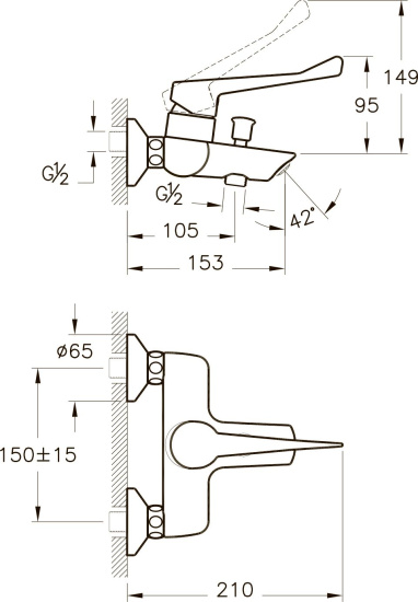 Смеситель для ванны VitrA AquaMed Solid S A42485EXP