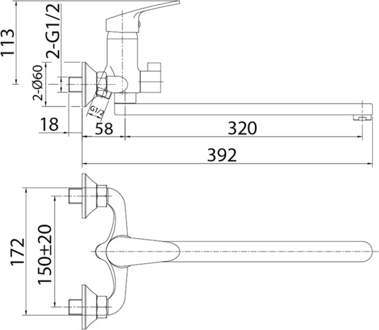 Смеситель для ванны Milardo Simp SIMSB02M10 универсальный