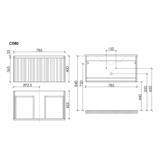 Тумба с раковиной Sancos Code 80 подвесная, серо-бежевая, раковина белая