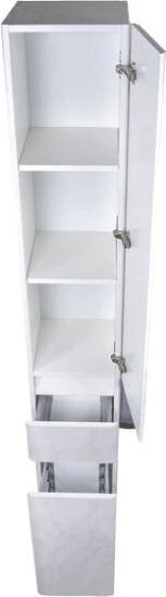 Пенал Style Line Атлантика Люкс, бетон крем, с бельевой корзиной