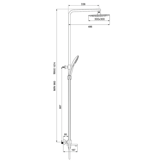 Душевая стойка Gappo G2417-60 термостат