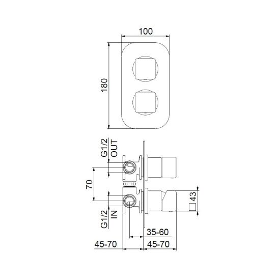 Смеситель для душа Webert One-X OX860101560, черный