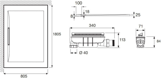 Поддон для душа Jacob Delafon Flight Pure E62336-00 180х80