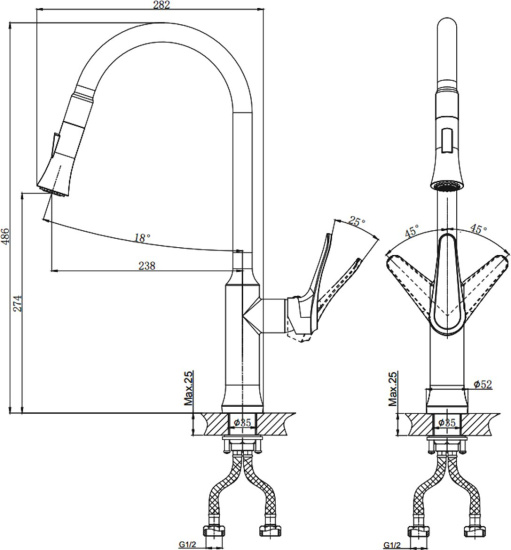 Смеситель для кухни Rush Jawa JA0735-24
