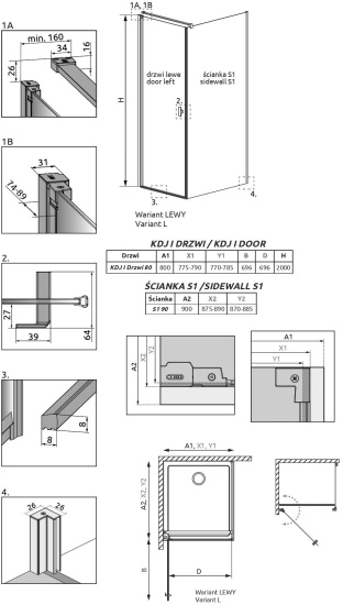 Душевой уголок Radaway Nes KDJ I 80x90 L
