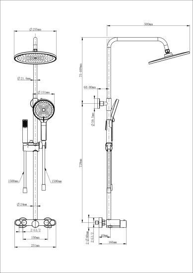 Душевая стойка Wonzon & Woghand Muse Selesta WW-B4113-MW с термостатом
