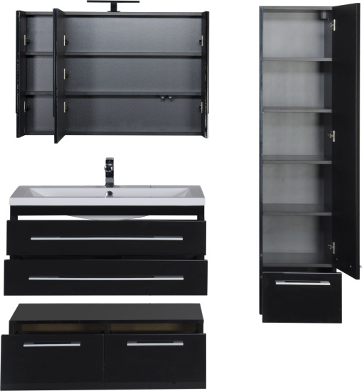 Тумба Aquanet Нота 100 подкатная черная