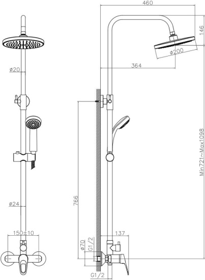 Душевая стойка Decoroom DR21 DR21070