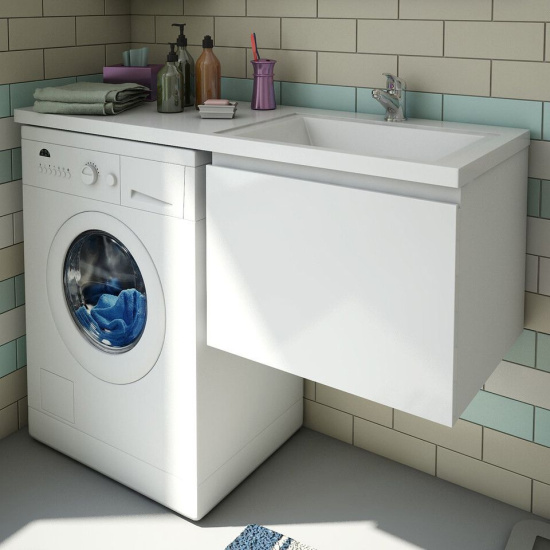 Тумба с раковиной Эстет Dallas Luxe 100 подвесная, 1 ящик, под стиральную машину