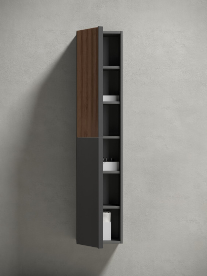 Шкаф-пенал Sancos Delta 35 дуб красный/графит, подвесной