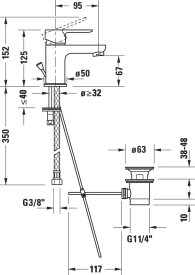 Смеситель для раковины Duravit A.1 A11010001010 хром