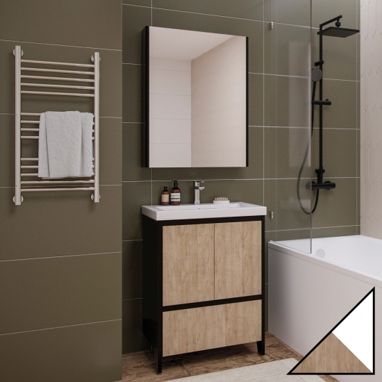 Тумба с раковиной Velvex Klaufs 60.2D.1Y белая, шатанэ, напольная