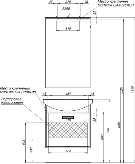 Мебель для ванной Aquanet Грейс 65 1 ящик, дуб кантенбери