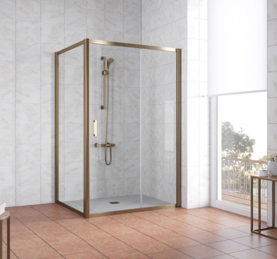 Душевой уголок Vegas Glass ZP+ZPV 140*80 05 01 профиль бронза, стекло прозрачное