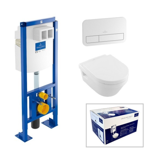 Инсталляция с унитазом Villeroy & Boch Architectura 568CDR01, сиденье микролифт, кнопка смыва белая