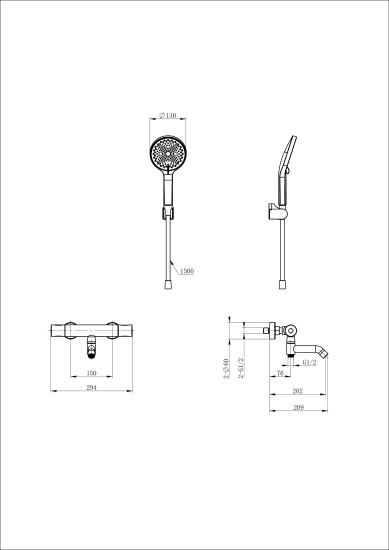 Смеситель для ванны Wonzon & Woghand Inn 1 WW-B3013-A1-MB с термостатом