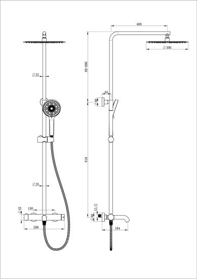 Душевая стойка Wonzon & Woghand Stick WW-88739017-CR