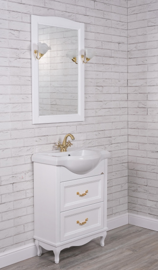 Мебель для ванной ValenHouse Эллина 65 белая, 2 ящика, ручки золото