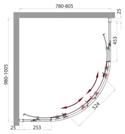 Душевой уголок BelBagno Sela-RH-2-100/80-P-Cr