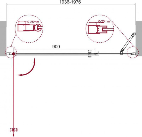 Душевая дверь в нишу BelBagno Etna B-11-100+100-C-Cr
