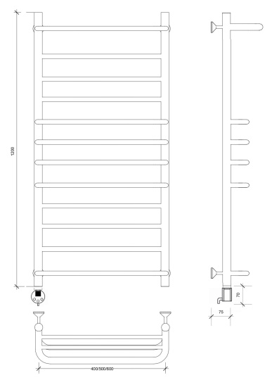 Полотенцесушитель электрический Secado Верона 2 120/60 L, хром