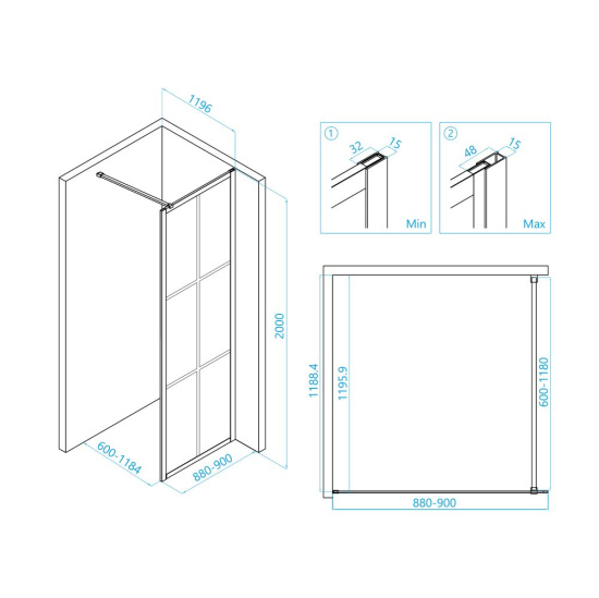 Душевая перегородка RGW WA-11-B 90х200