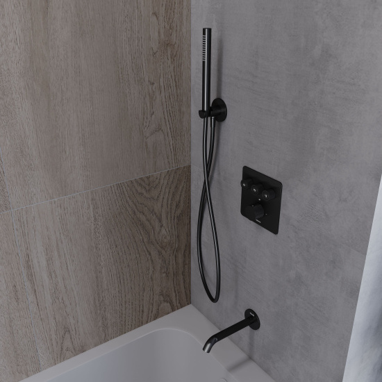 Смеситель для ванны AQUAme AQM8812MB термостат на 3 потребителя