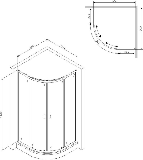 Душевой уголок Am.Pm X-Joy W88G-205-090BT 90x90