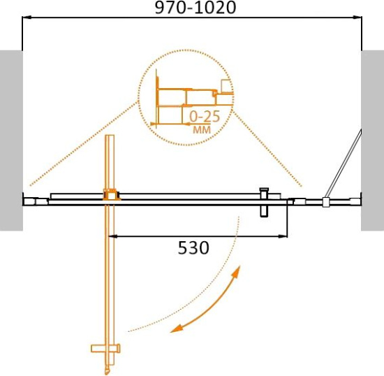 Душевая дверь в нишу Cezares Molveno-BA-11-80+20-C-Cr-IV