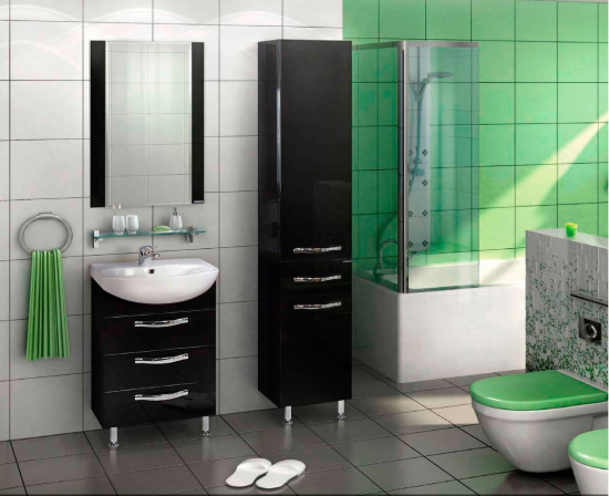 Зеркало Aquaton Ария 65 черный глянец