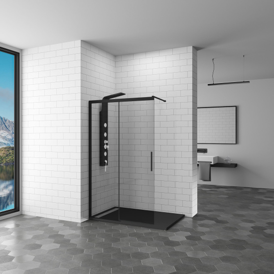 Душевая перегородка RGW Walk In WA-13-B 140x195, профиль матовый черный
