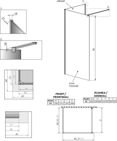 Душевая перегородка Radaway Modo New Black IV 130x85