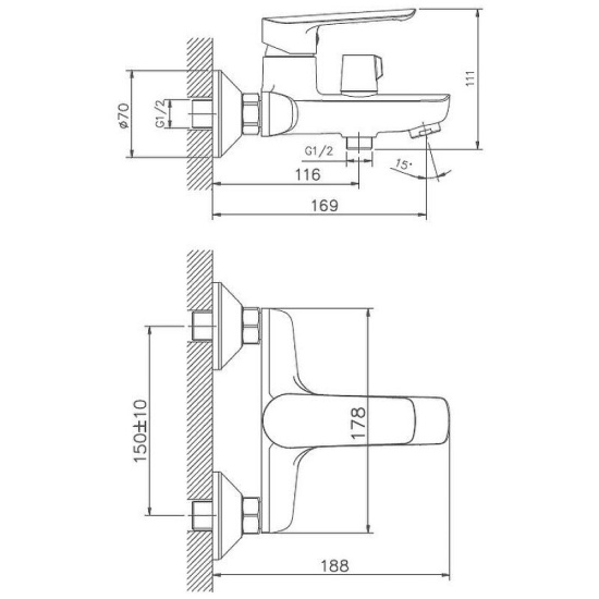 Смеситель для ванны Haiba HB60198