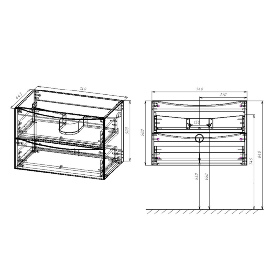 Тумба с раковиной Vincea Mia 75 темный дуб, раковина белая