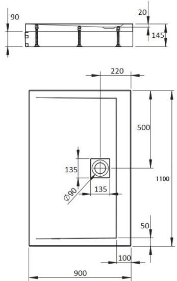 Поддон для душа Radaway Argos D 90x110