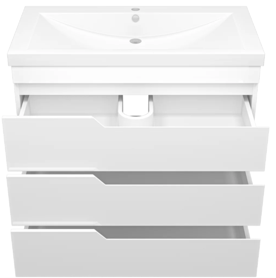 Тумба с раковиной Misty Софт 90 напольная, белая эмаль