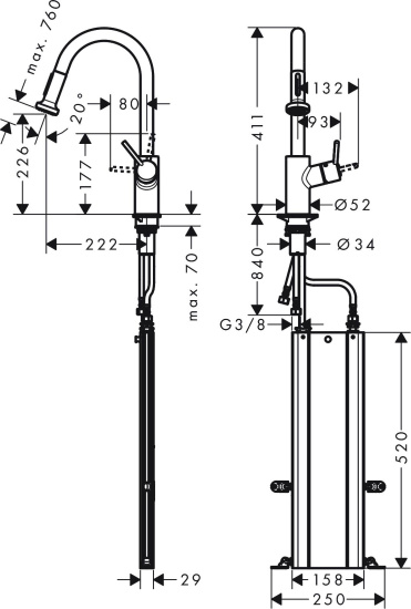Смеситель для кухни Hansgrohe Talis M52 73863000 хром