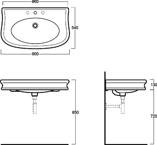 Тумба с раковиной Simas Lante LAM90 черный глянцевый