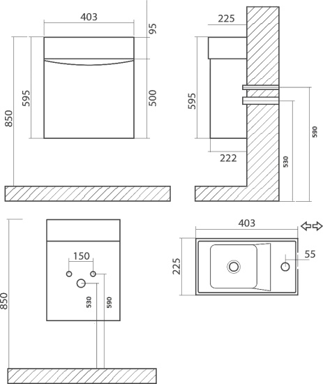 Мебель для ванной Art&Max Liberty R, 40, подвесная, Bianco Lucido