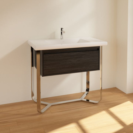 Тумба с раковиной Villeroy & Boch Antheus 100 black ash, с подставкой из глянцевой стали