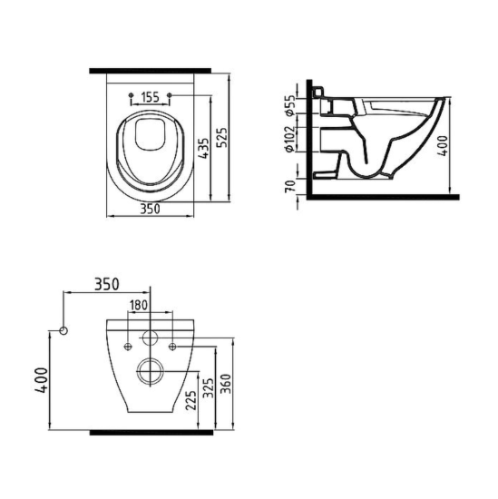 Унитаз подвесной Bien Harmony HRKA052N5VE0W5000 с функцией биде, встроенным смесителем